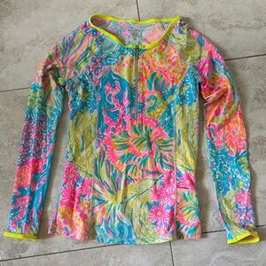 Lilly Pulitzer Luxletic Neon Floral Long Sleeve Water Shirt size small